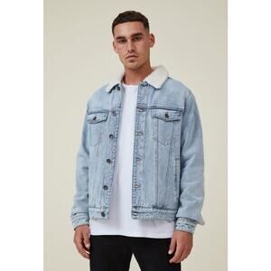 Forever 21 Men Jean Jacket Size Medium Blue Denim Button Up